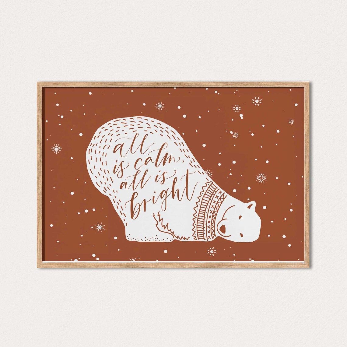 Christmas Polar Bear Boho Holiday Art Print