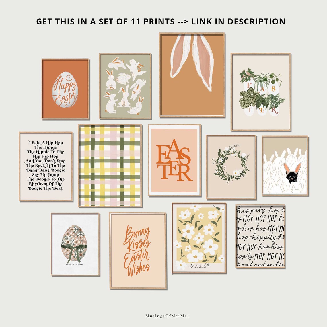Spring Abstract Watercolor Easter Gingham Art Print - Image 2