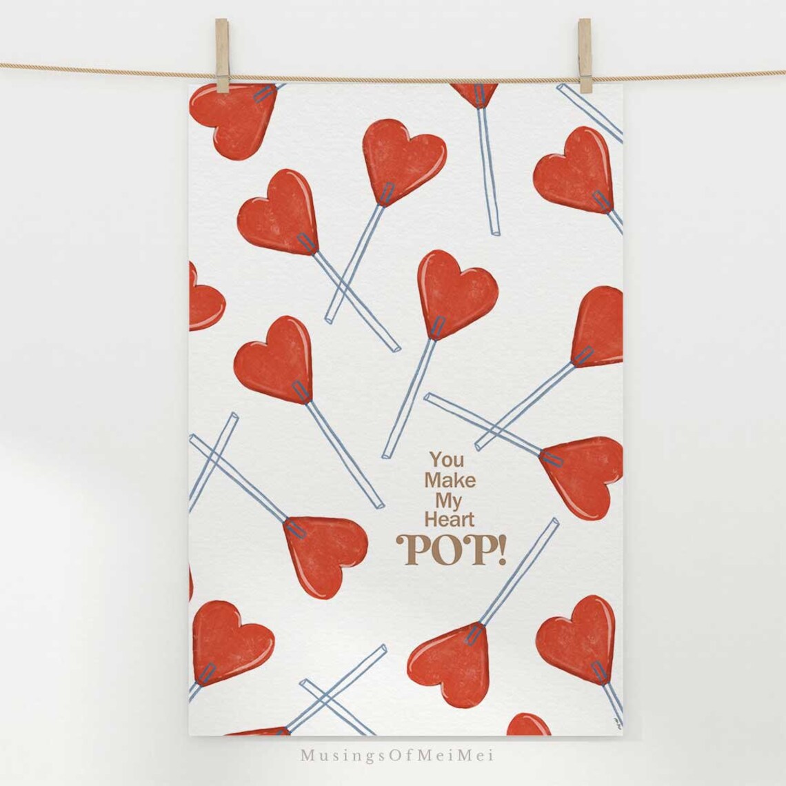 Heart Lollipop Art Print, Cute Valentine's Decor - Image 2