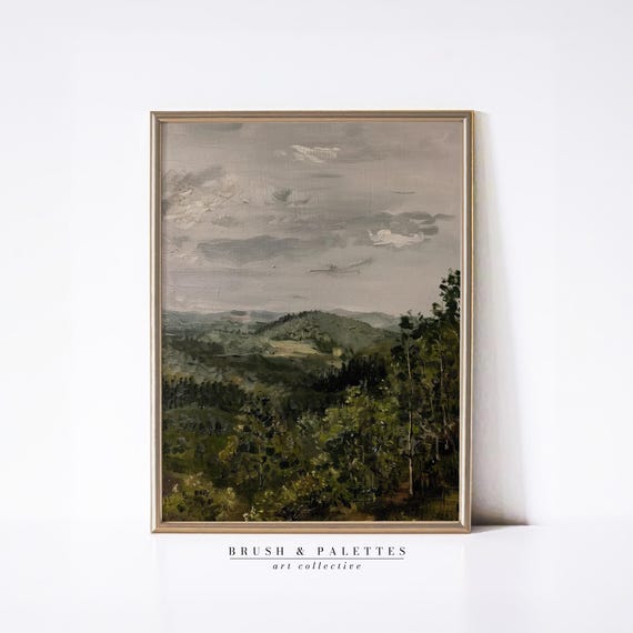 Green Mountain Valley Print Oil Landscape Wall Decor Serene Nature Art For Country Lodge Or Rustic Homes