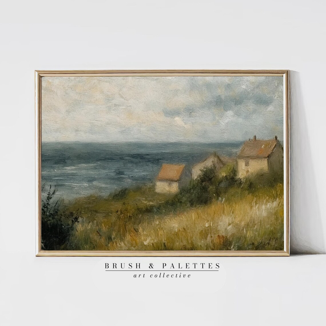 Coastal Village By The Sea Impressionist Oil Painting Seascape Poster