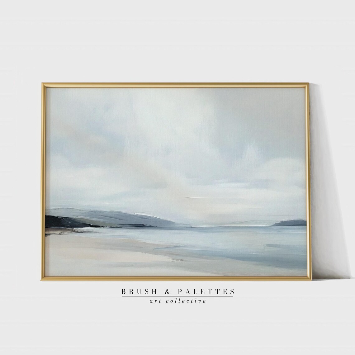 Minimalist Ocean Beach Landscape Art Print, Coastal