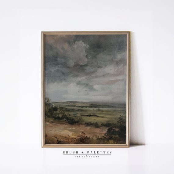 Stormy Countryside Print Vintage Landscape Wall Decor Moody Rural Scene Art For Farmhouse Or Traditional Homes