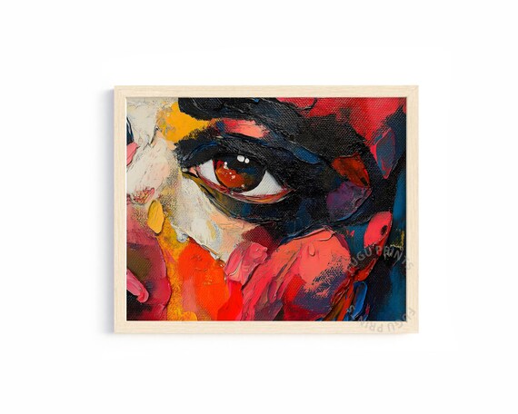 Abstract Eye Expressionist Impasto Art Red Black Wall Art 12