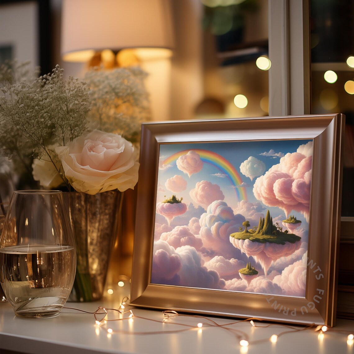 Floating Islands Rainbow Cloudscape, Pastel Nursery Decor - Image 3
