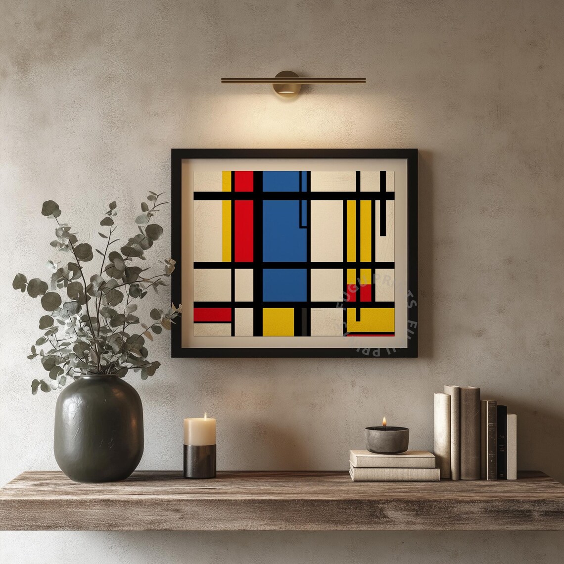 Mondrian Inspired Geometric Modern Art Living Room - Image 4