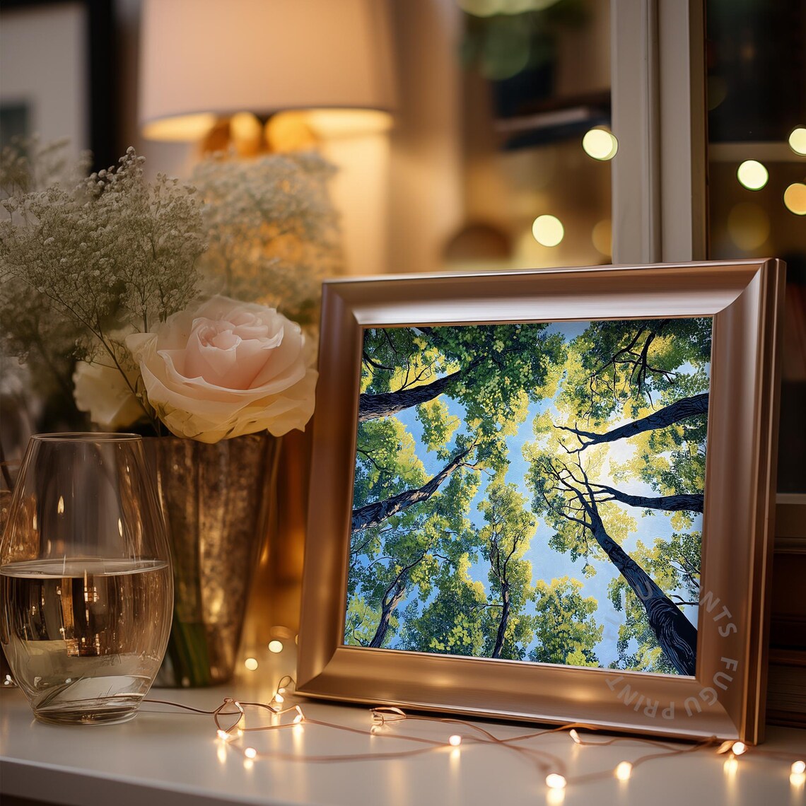 Tree Canopy Print, Forest Sky View Nature Art - Image 3