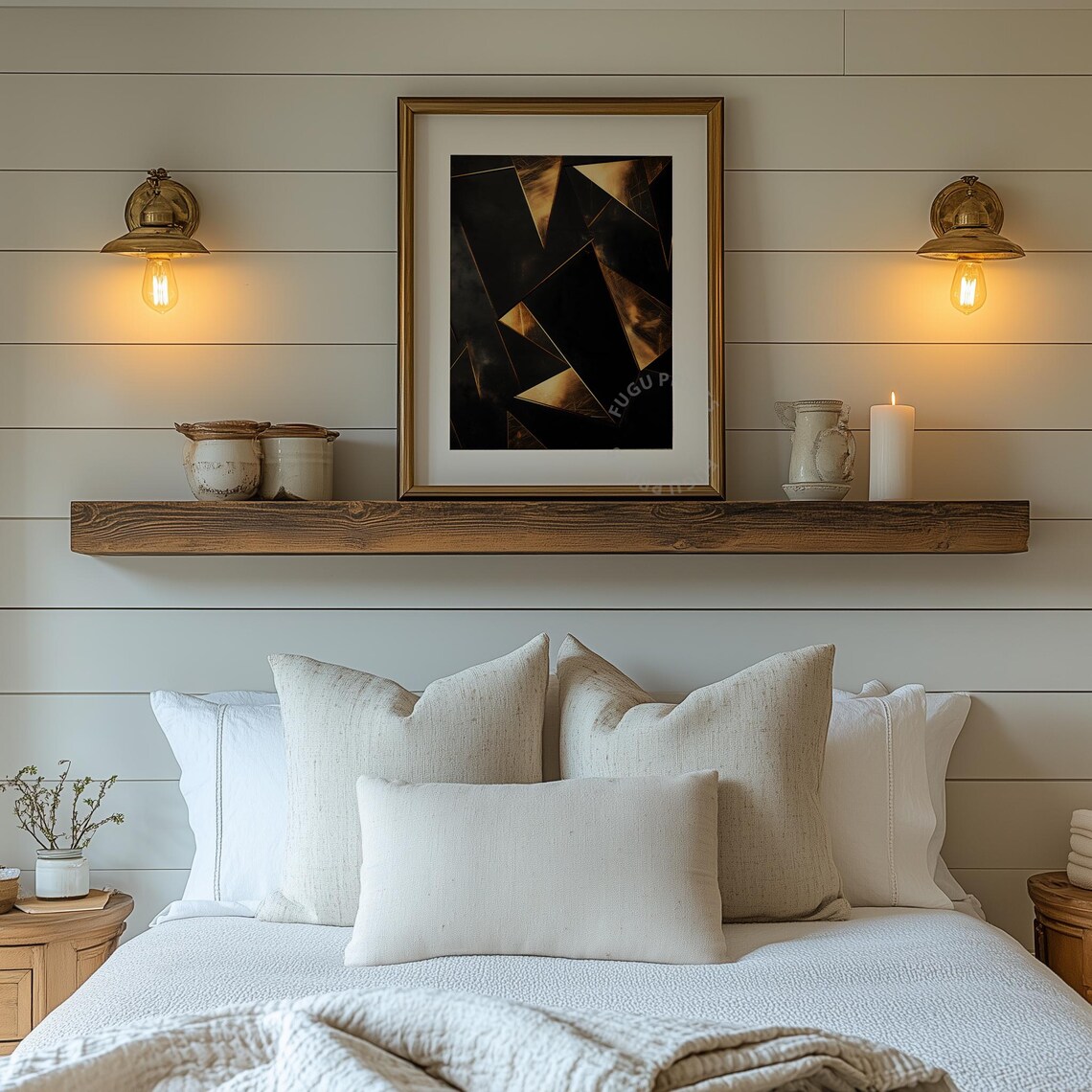 Gold Triangle Abstract Art, Modern Geometric - Image 2