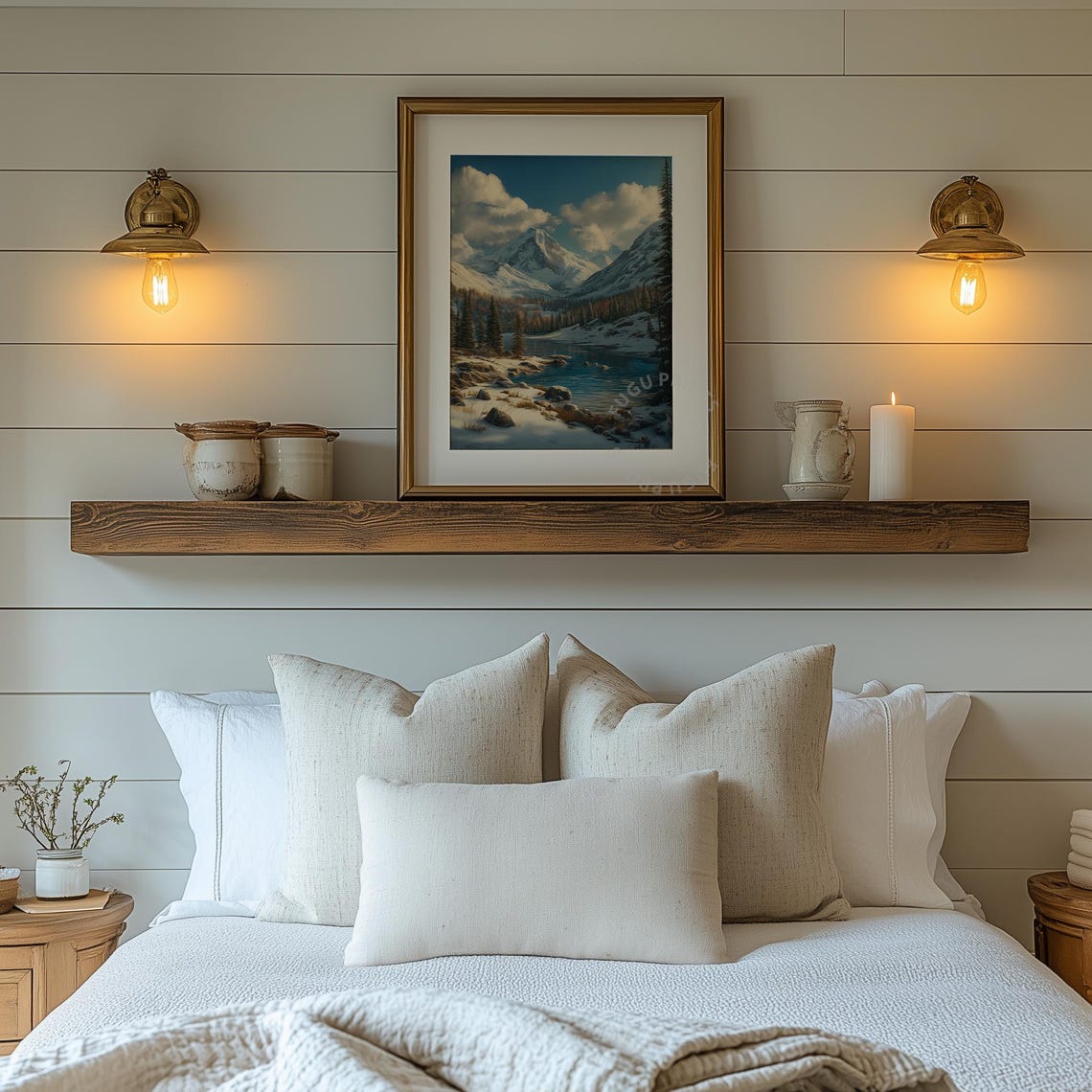 Winter Lake Mountain Wall Art Cabin Decor Landscape 237 - Image 2