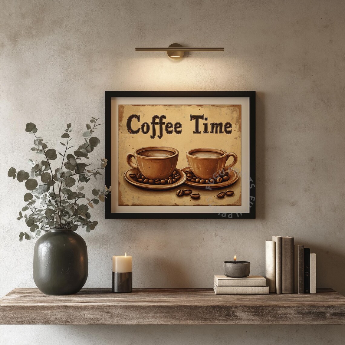 Coffee Time Print Vintage Kitchen Decor Retro Coffee Art Cafe Wall Art Brown Beige Tones 74 - Image 4