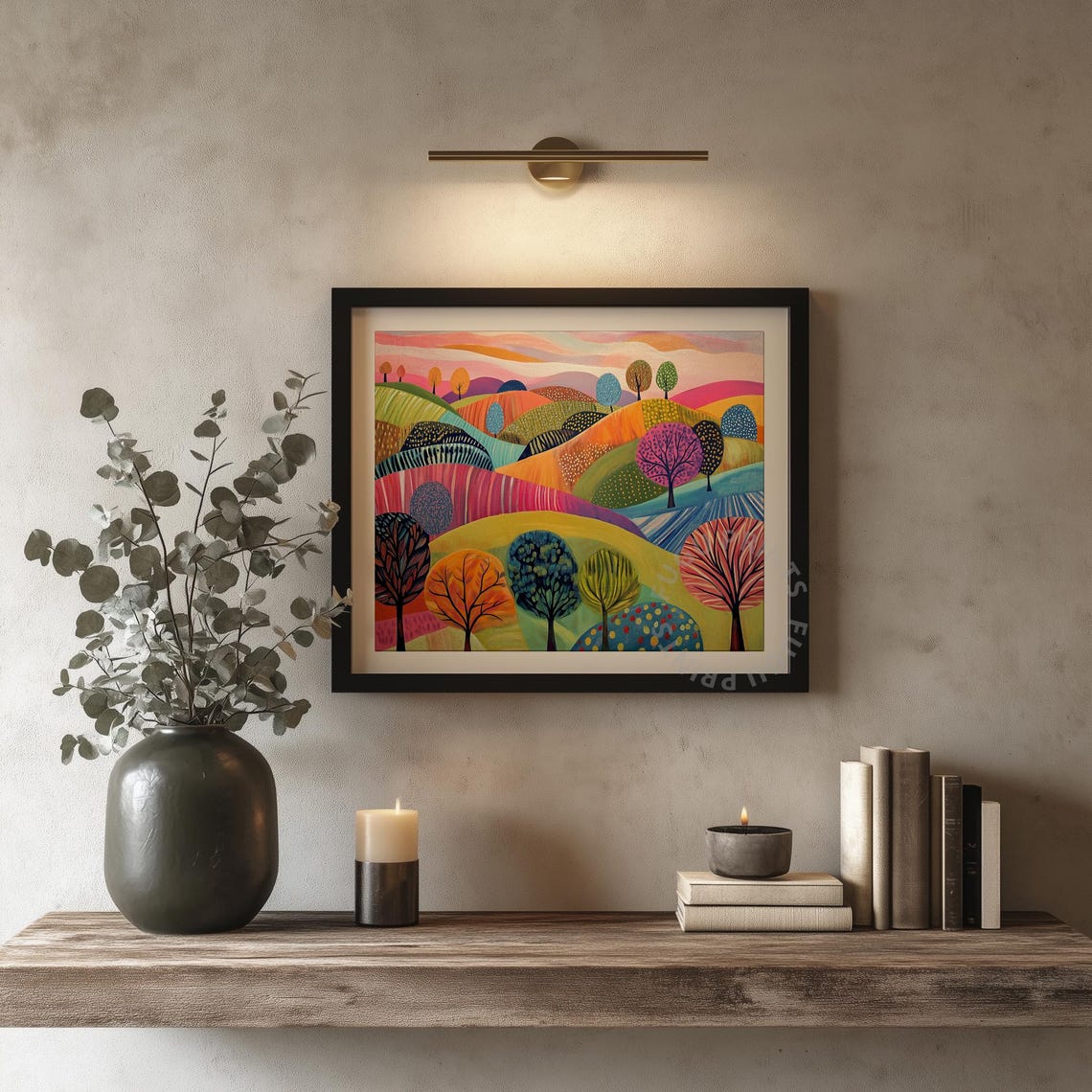 Colorful Landscape Print Whimsical Tree Art Abstract Wall Decor Naive Art Playful Home Decor 76 - Image 4