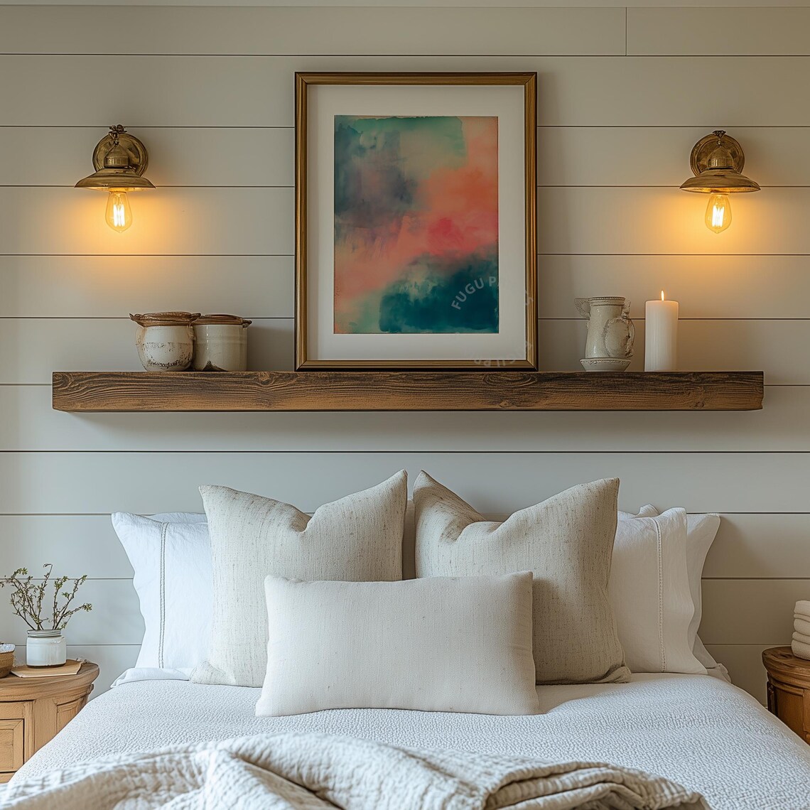 Abstract Watercolor Art, Teal Pink Coral - Image 2