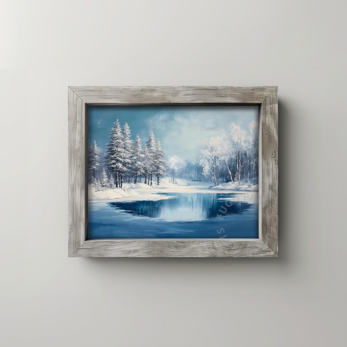 Winter Lake Print Snowy Landscape Art Scandinavian Decor Wall Art 129 - Image 2