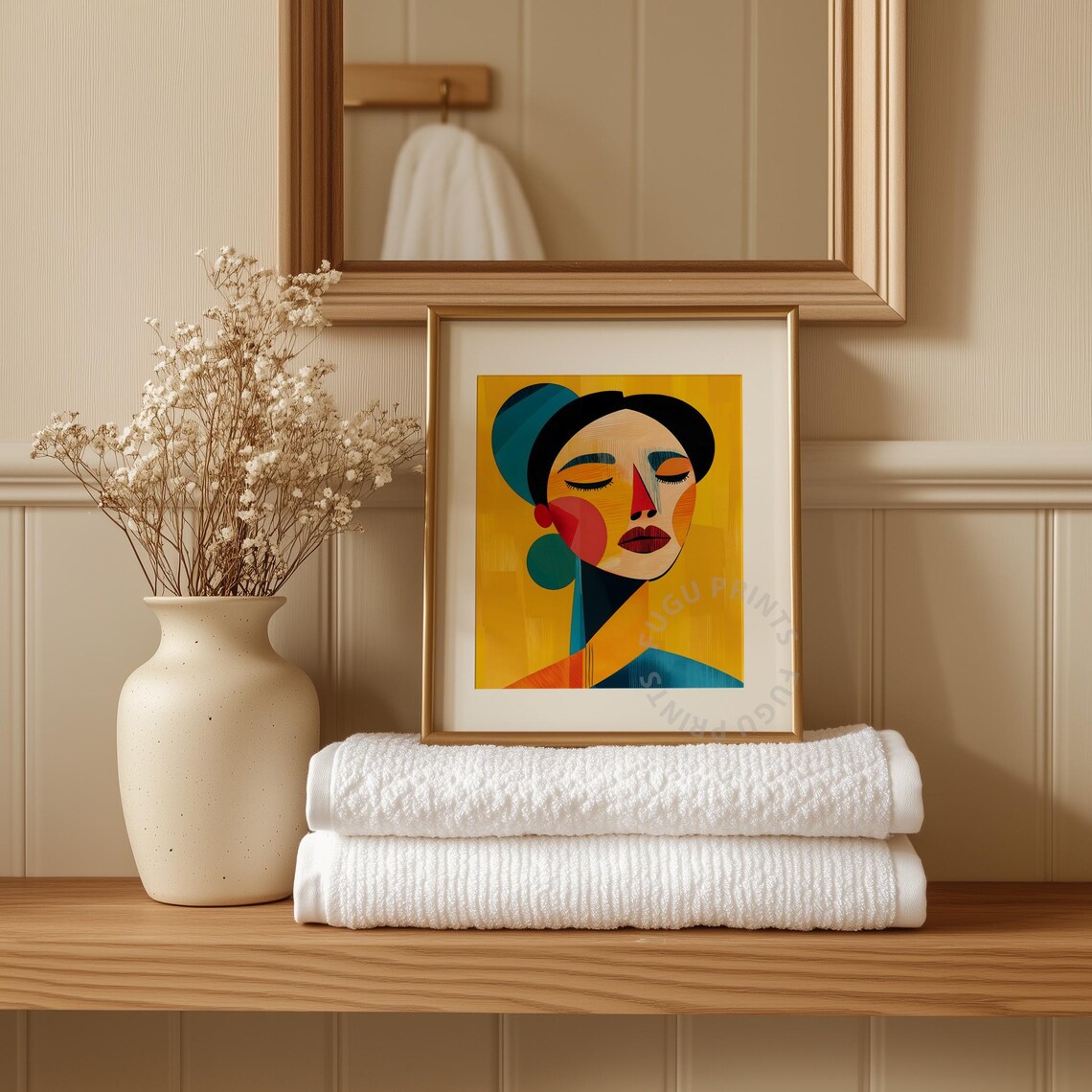 Abstract Woman Art Print, Modern Geometric Portrait - Image 3