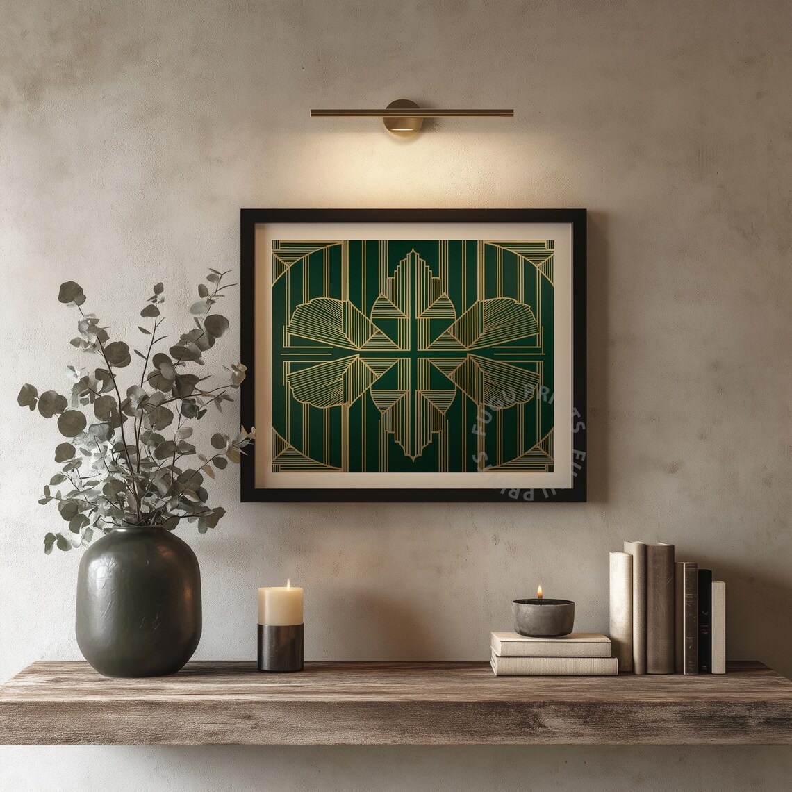 Emerald Art Deco Gold Geometric Art Print - Image 4