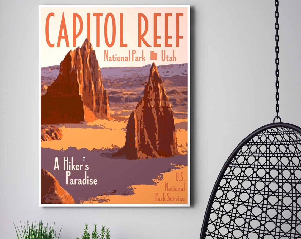 Capitol Reef National Park Utah Vintage Travel Poster