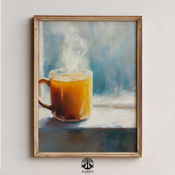 Rustic Autumn Mug Of Spiced Cider Cozy Farmhouse Wall Art Classic Moody Painting Warm Seasonal Decor 334