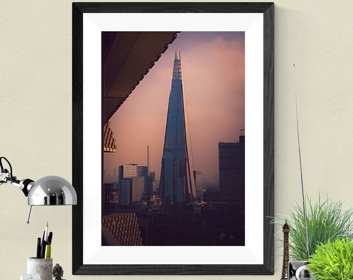 Autumn at The Shard London Sunset Skyline City Lights Photo Poster