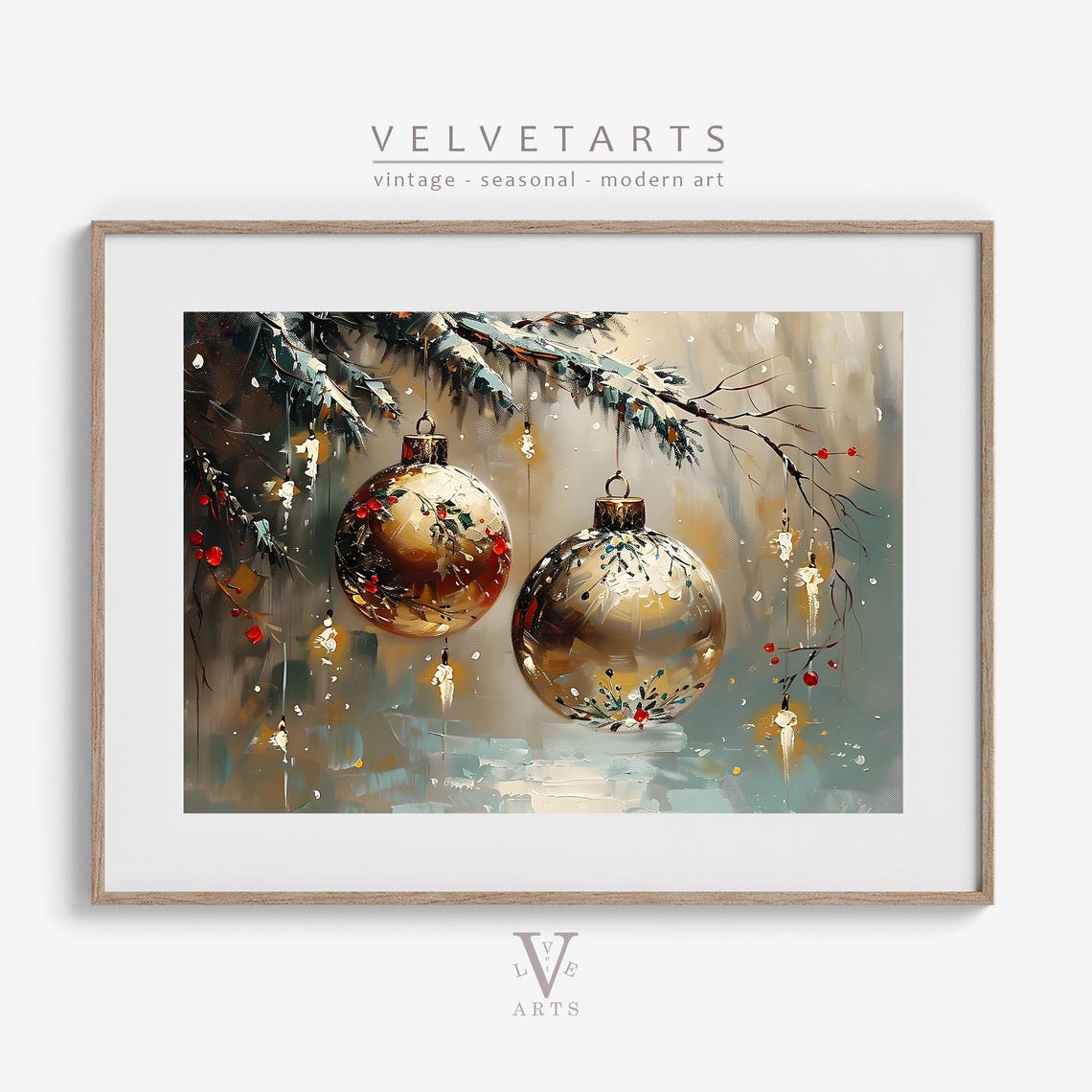Christmas Wall Art Set 6 Vintage Winter Prints Bundle Holiday Decor - Image 5