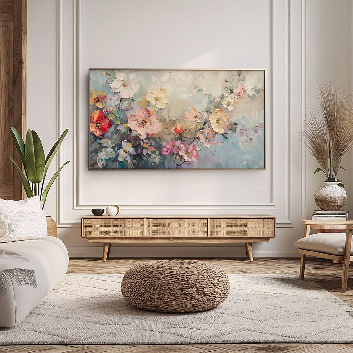 Colorful Floral Palette Abstract Bouquet Impasto Painting Wall Art - Image 5