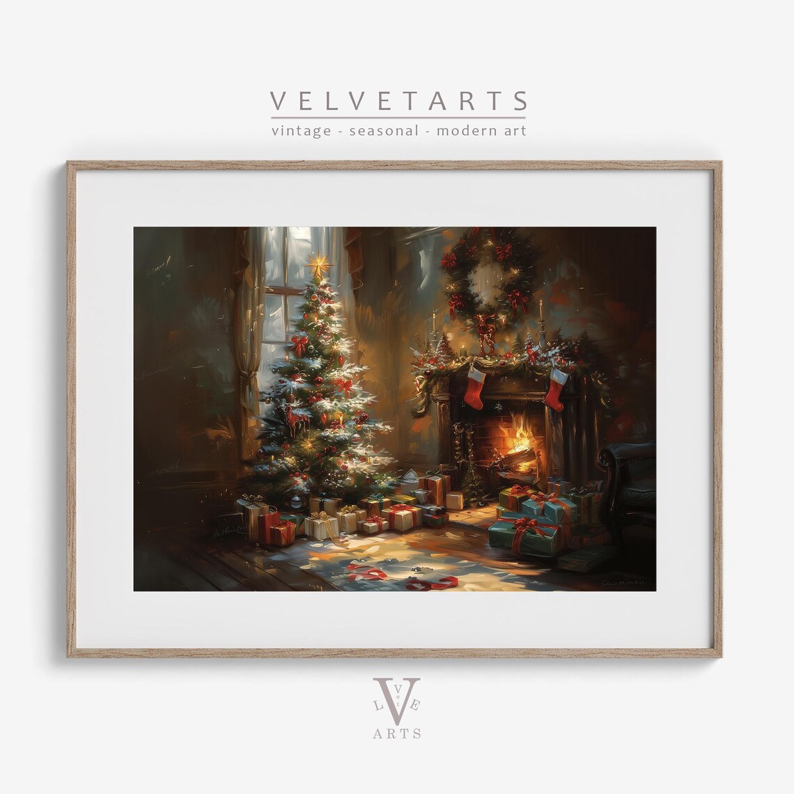 Cozy Christmas Tree and Fireplace With Gifts Christmas Eve Poster