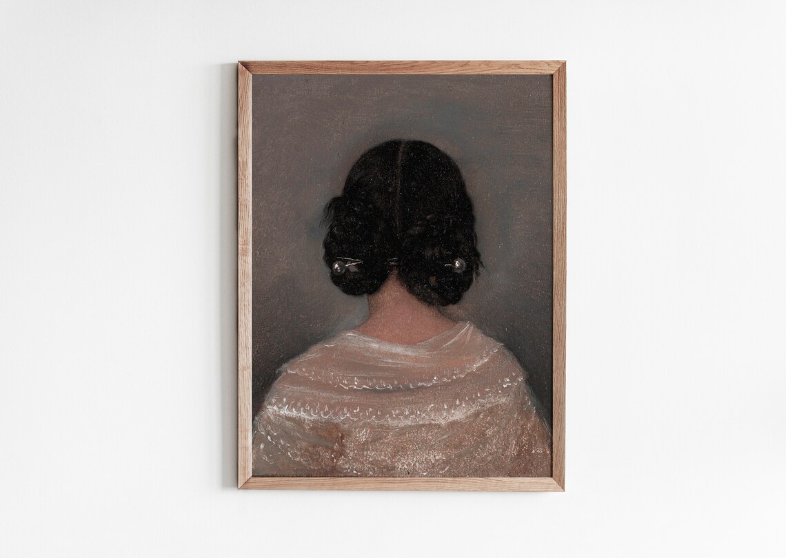 Vintage Portrait Painting of Girl With Braids Art Print - Image 4