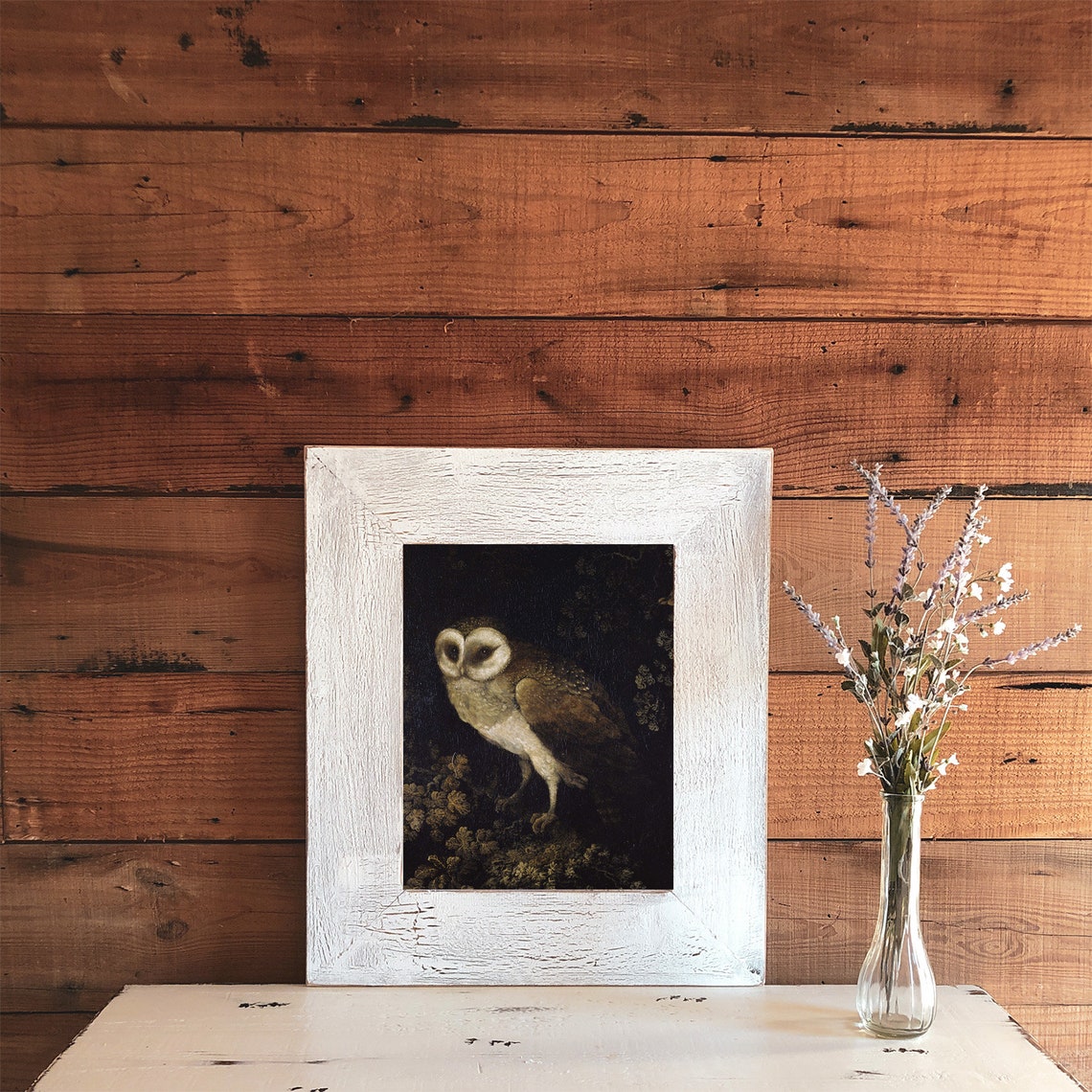 Barn Owl Night Perch Dark Moody Wildlife Vintage Animal Art Poster - Image 3