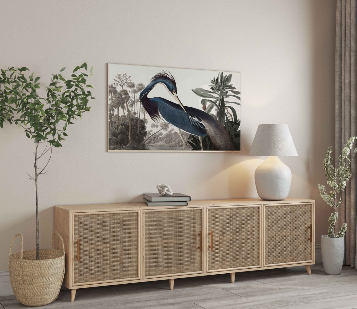 Louisiana Heron Audubon Style Palm Marsh Vintage Bird Art Poster - Image 3