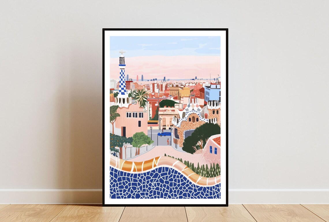 Barcelona Travel Poster, Spain European Wall Art