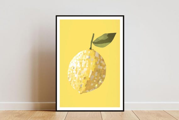 Disco Lemon Poster Kitchen Print Lemon Wall Art Fruit Poster Lemon Print Kitchen Wall Art Kitchen Poster Fruit Print Yellow Poster