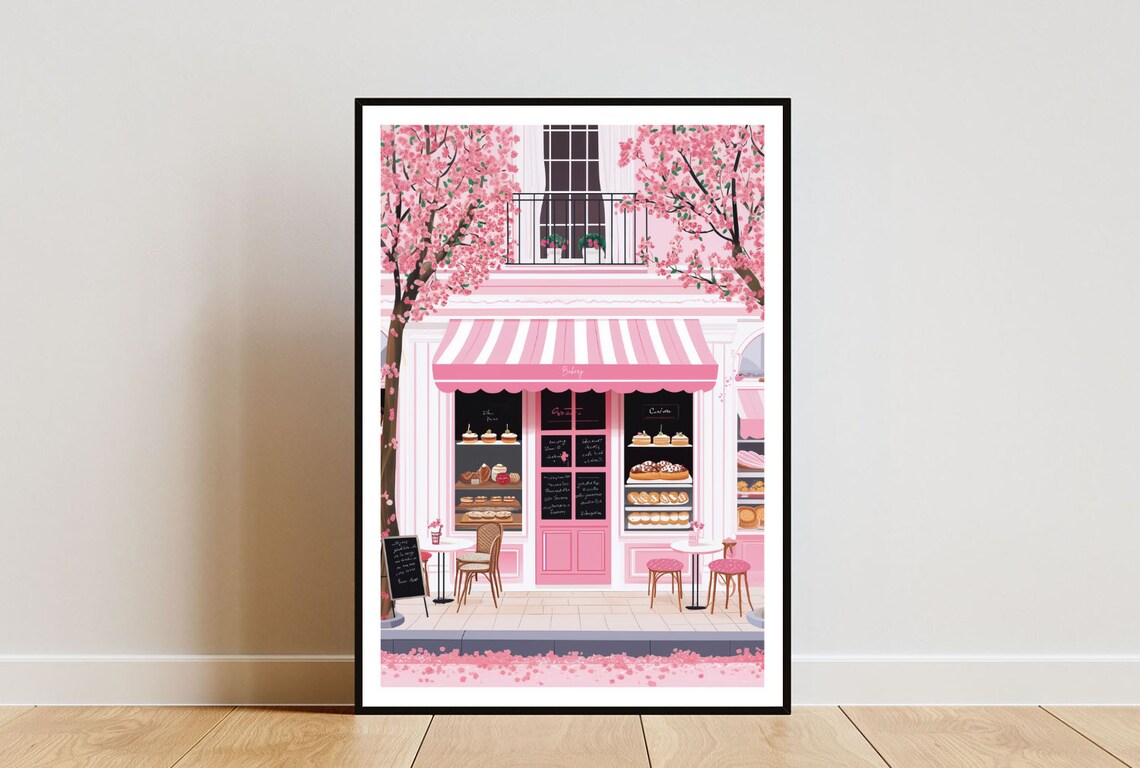 Bakery Coffee Poster, Retro Cafe Wall Art