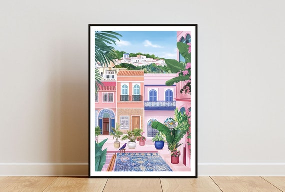 Morocco Poster Morocco Print Morocco Wall Art Travel Poster Marrakesh Print Marrakesh Morocco African Wall Art Pastel Art Tangier