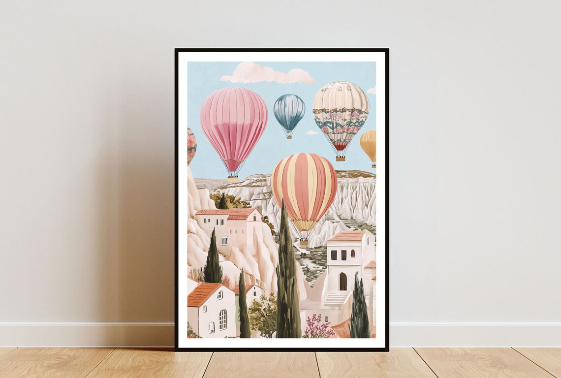 Cappadocia Turkey Hot Air Balloons Fairy Valley Travel Poster