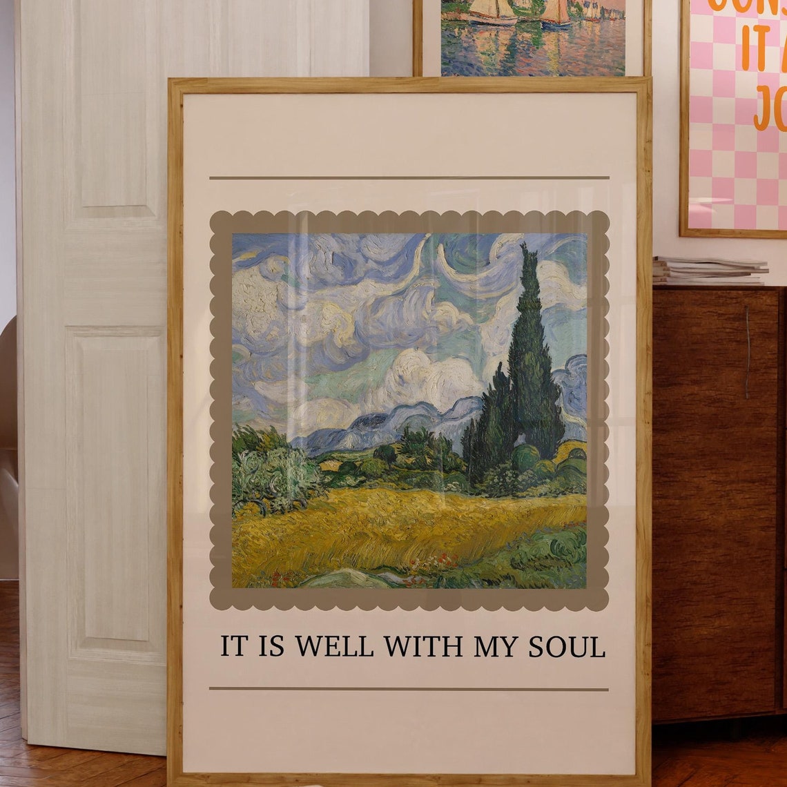 It Is Well With My Soul Wall Print Christian Van Gogh Landscape Painting Wall Art Botanical Wall Art Bible Scripture Christian Poster
