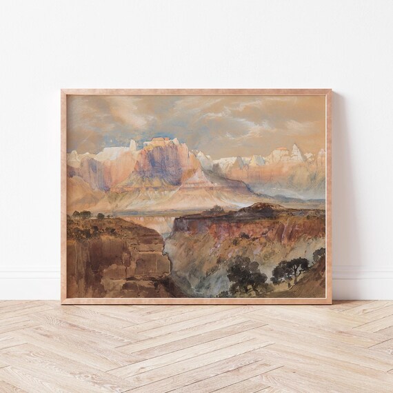 Utah Red Rock Canyon Watercolor Vintage Western Landscape Poster