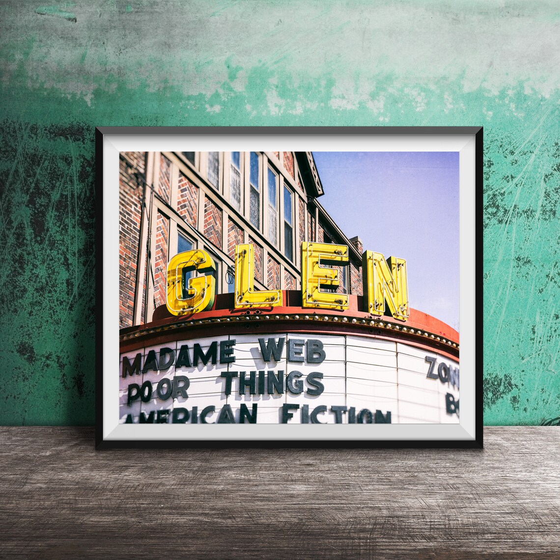 Glen Theatre Yellow Blade Marquee Vintage Cinema Sign Poster