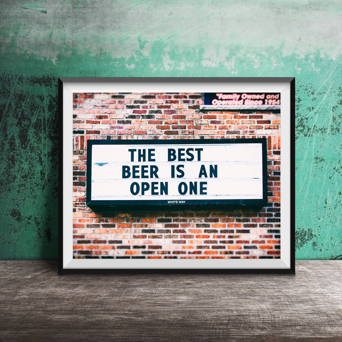 The Best Beer Is An Open One Funny Brick Bar Sign Quote Poster