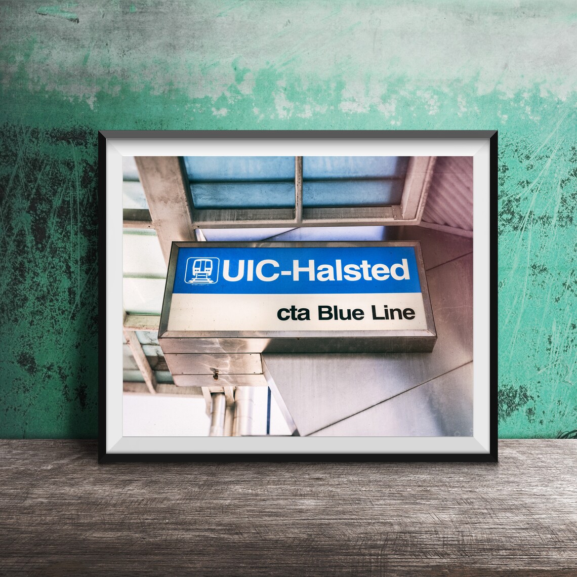 UIC Halsted Chicago CTA Blue Line Sign Art Print