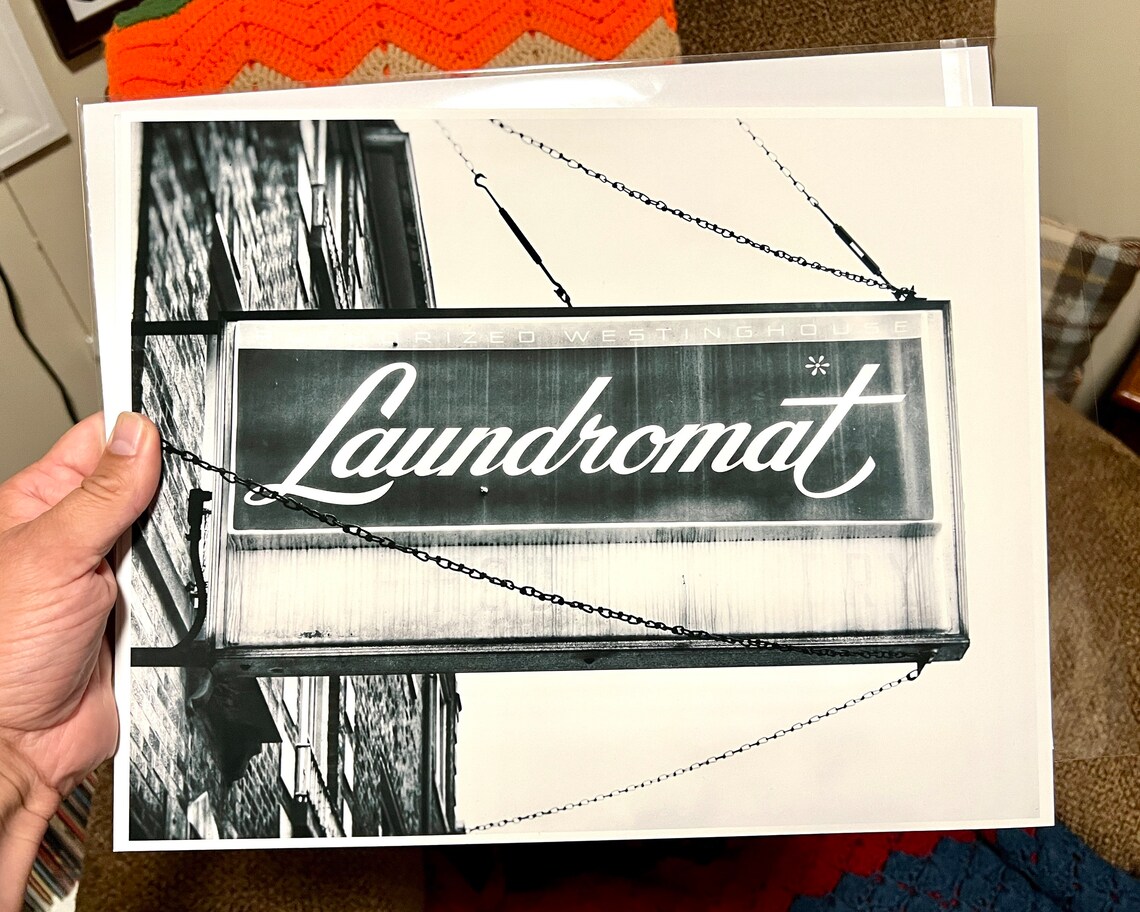 Laundromat Blue Sign, Mid-Century Modern Art Print - Image 3
