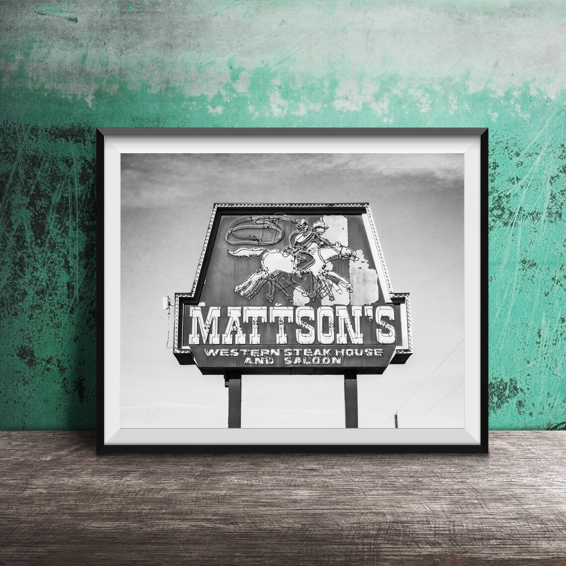 Mattson's Western Steak House Cowboy Neon Sign Wall Photo Poster - Image 2