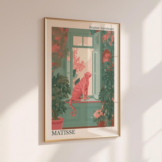 Matisse Fenetre Interieure Pink Tiger on a Windowsill Art Poster