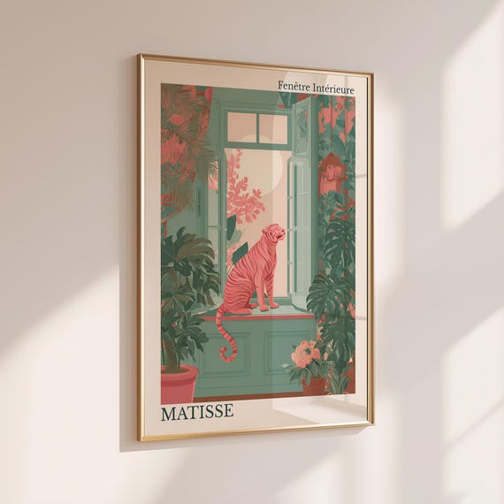 Matisse Style Leopard Poster Prints Art Posters Apartment Decor Sage Green Boho Wall