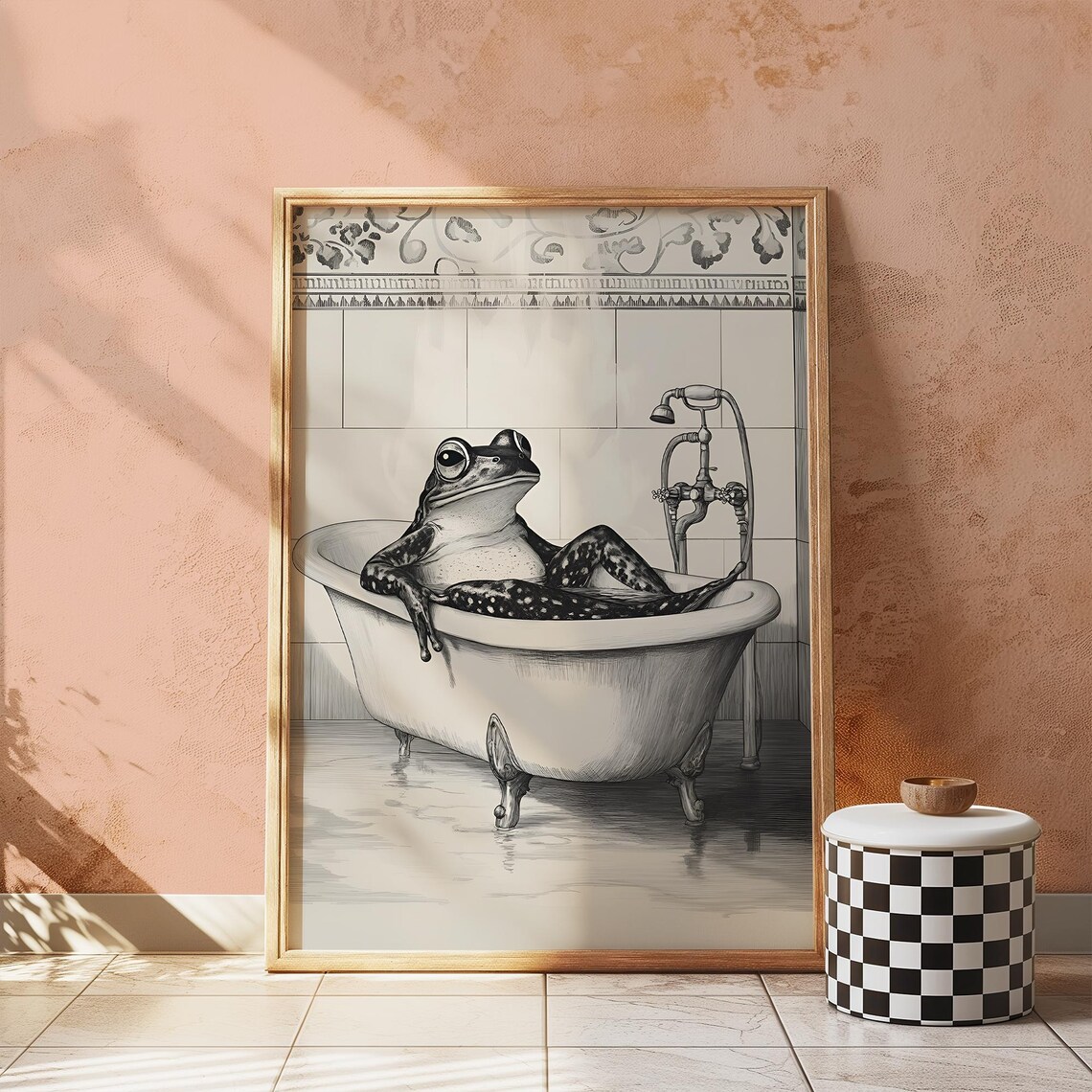 Frog Art Print, Funny Bathroom Wall Poster