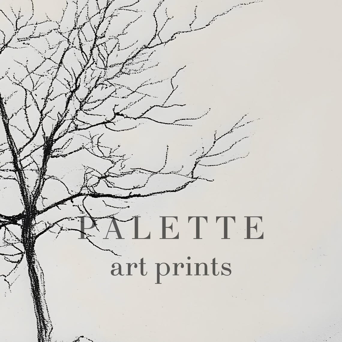 Lone Bare Tree on a Rocky Island Minimal Pencil Sketch Wall Art - Image 2
