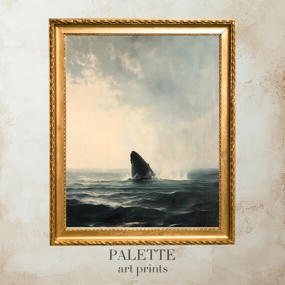 Majestic Humpback Whale Emerging Oil Painting Dramatic Ocean Scene For Nature Loving And Unique Coastal Wall Art Sea016