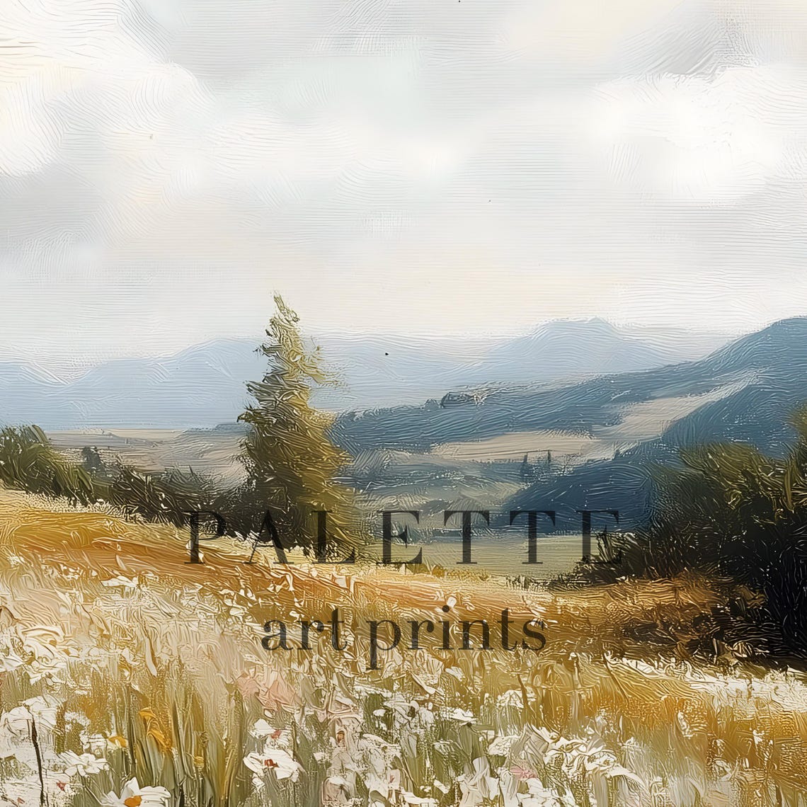 Idyllic Wildflower Meadow Rolling Hills Spring Landscape Poster - Image 2
