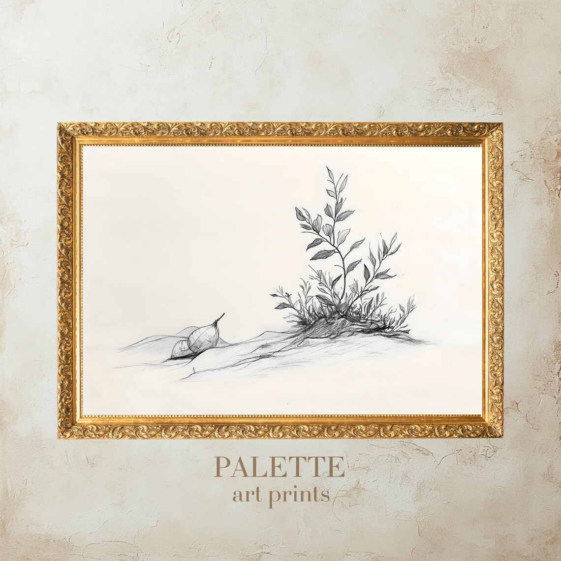 Botanical Pencil Drawing, Minimalist Home Office Decor - Image 2
