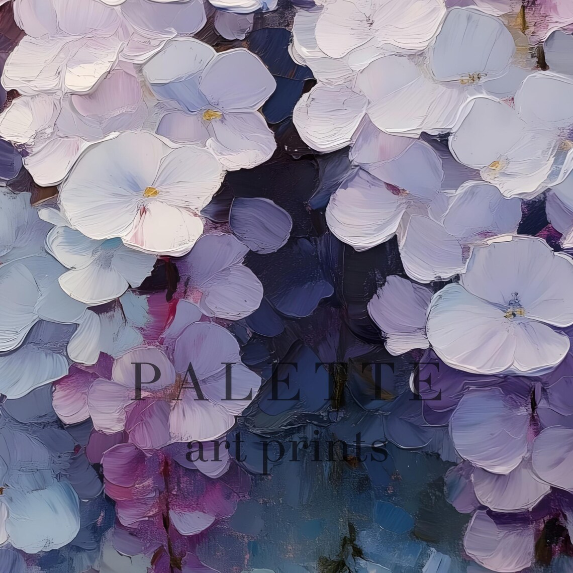 Hanging Lavender Wisteria Blossom Clusters Impasto Floral Wall Art - Image 2