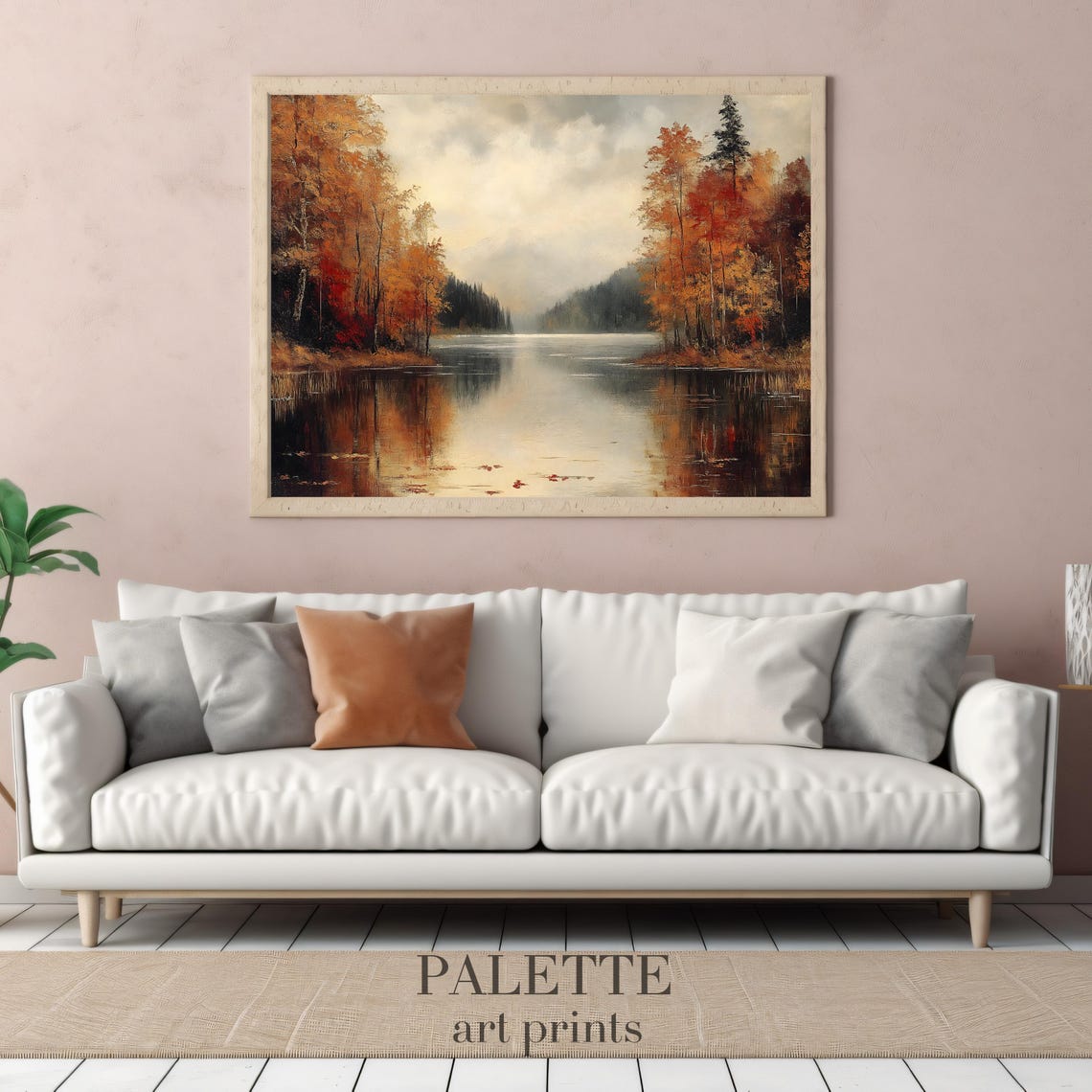 Autumn Lake Red Trees Reflection Fall Foliage Cozy Nature Poster - Image 2