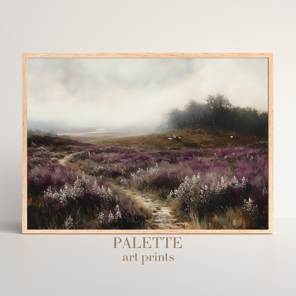 Purple Heather Moorland Misty Winding Path Moody Landscape Poster - Image 3